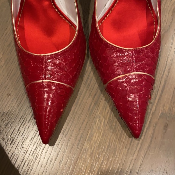 Lounge by Massimo Dogana red snake skin heels. Like new - Picture 4 of 7